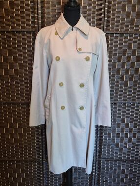 MaxMara Cream Trench Coat Jacquard Lined Coat